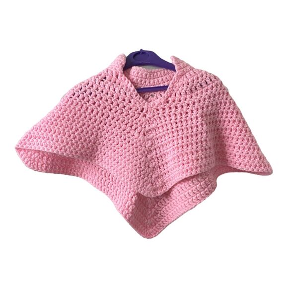 Handmade Girls Crochet Shawl Pink Toddler One Size - Picture 1 of 3